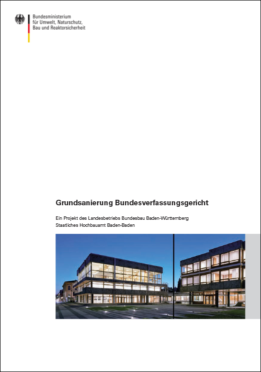 farbiger Titel der A5-Broschüre Grundsanierung Bundesverfassungsgericht in Karlsruhe